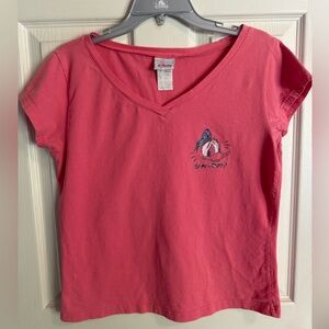 Disney Store Exclusive Y2K Vintage Pink Donald Duck V-neck T-shirt